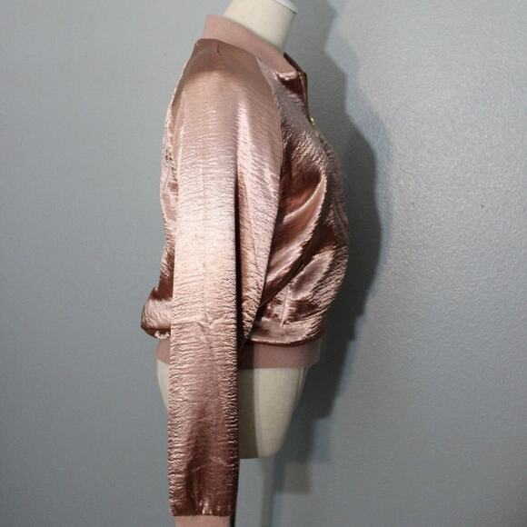 Tone It Up Rose Gold Satin Bomber Jacket Size Small - Picture 5 of 8
